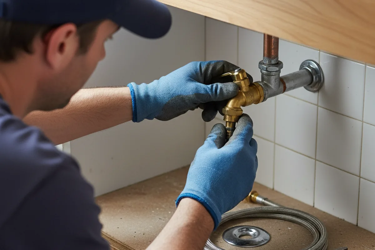 Shutoff valve and fitting work during Emergency Plumbing in Sharon